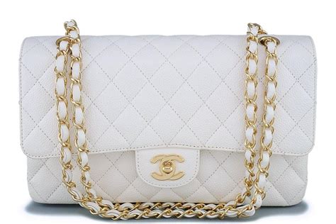 white chanel medium classic flap caviar|Flap Bags .